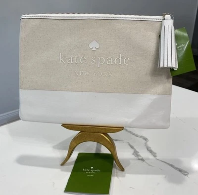 Kate Spade Ash Street Blanco Logo Grande Borla Bolsa Natural WLRU5328 Foto 1 de 4