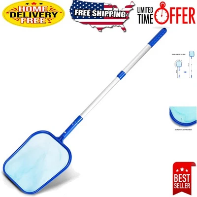 Skimmer de piscina ligero de malla fina con poste telescópico de 17-40" para fácil limpieza Foto 1 de 4
