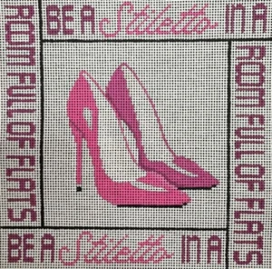 Needlepoint Handpainted Amanda Lawford Be a Stiletto 8x8 - Picture 1 of 4