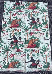 2 1/8 Yards Vintage Baumwollstoff Tribal, Dschungel, Afrika, tropisch 26" breit - Bild 1 von 4