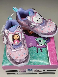 Toddler Girls Gabby's Dollhouse Light Up Sneakers Shoes Size 7 Purple Slip-on - Picture 1 of 5