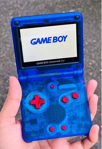 Regalo de Navidad Gameboy Advance SP Modded Consola Azul Transparente IPS Retroiluminada y USB C - Imagen 1 de 10