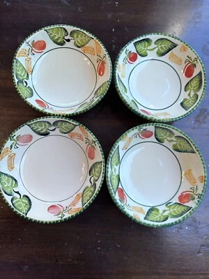 "4 cuencos - ensaladera sopa de verduras jardín granero cerámica italiana Italia 8,75""" Foto 1 de 4