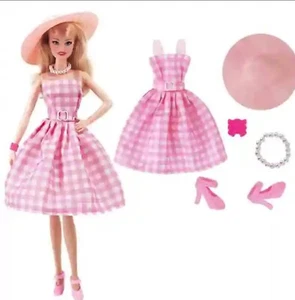 Barbie Sized Dolls Cloths Pink & White Set Dress Shoes Hat & Jewellery 1/6th - Bild 1 von 2