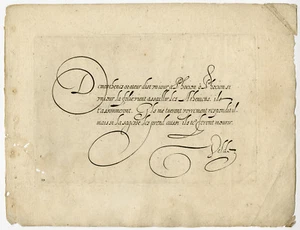 Antique Master Print-CALLIGRAPHY-SONNET-FRENCH-Gouw-Van de Velde I-1604 - Picture 1 of 1