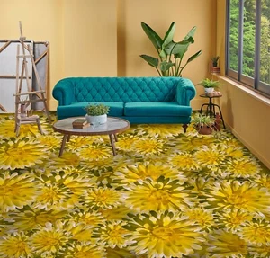 3D Yellow Flower 34RAIN93 Floor WallPaper Murals Wall Print Decal AJ Honey - Picture 1 of 5