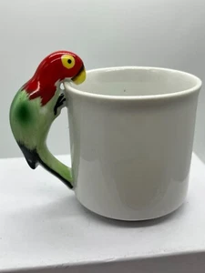 Vintage Keramik weiß Kaffeebecher mit Papageienhenkel 70er Jahre Unikat - Bild 1 von 5