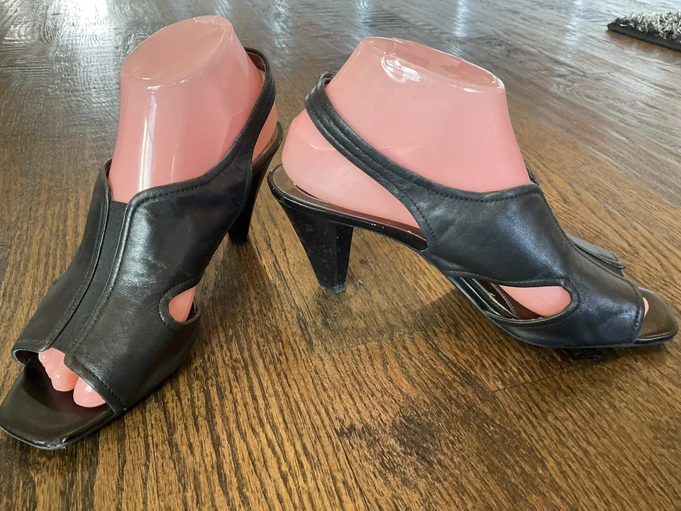 Naturalizer N5 Comfort Wowza Tacones de Cuero Negro Eslinga Trasera Para Mujer EE. UU. Talla 8 W Foto 1 de 4