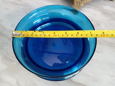Antigua pecera de acuario de colección rara 7 1/2" azul depresión pecera de vidrio Foto 1 de 4