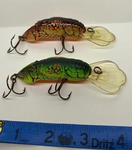 2 Vintage Producers Crawdaddy grün und orange Langusten Rassel Crankbait Köder - Bild 1 von 3