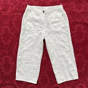 Chico's weiße Leinen Caprihose Größe 0,5 (USA Größe 6) - Bild 1 von 13