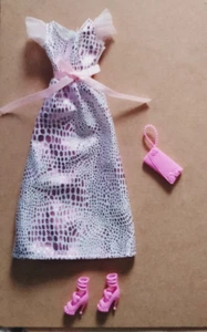 Pink Speckled Ballgown with shoes & purse for Barbie doll NEW - Picture 1 of 1
