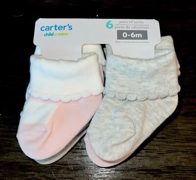 Pack de 6 calcetines Mary Jane con puños Carters niñas nuevos 0 3 6 meses Foto 1 de 4
