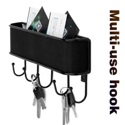 Wall Mount Key Holder Letter Holder Organizer Mail Sorter w/5 Hooks Home Decor - Image 1 of 4