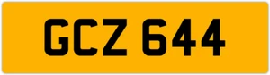 GCZ 644 G 3x3 DATELESS PRIVATE NUMBER PLATE GAZ GAV GEO GUS GUY GRACE GEM GED GS - Picture 1 of 1