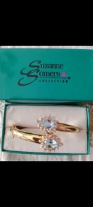 SUZANNE SOMERS Gold Vermeil 925 Silver BRACELET With Blue Glass Stone - Picture 1 of 7