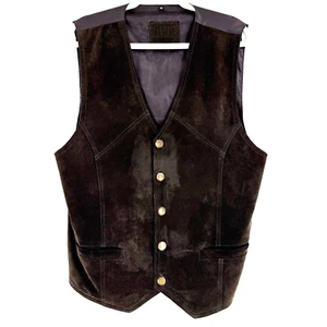 Barneys 100% Suede Leather Western Vest Men's Medium Brown Cowboy Yellowstone - Picture 1 of 9