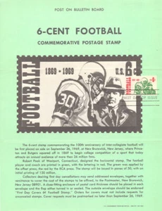#1382 6c Collegiate Football Stamp Poster- Unofficial Souvenir Page Folded MC - Picture 1 of 1