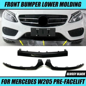 Front Bumper Lip Lower Molding Trim Gloss Black For Mercedes-Benz W205 AMG 15-18 - Picture 1 of 13