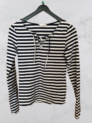 Springfield Shirt langarm gestreift schwaz weiß Gr. XS - Bild 1 von 2