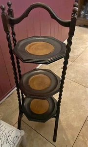 Victorian 3-Tier Oak Barley Twist Cake stand /afternoon tea stand / Plant Stand - Picture 1 of 8