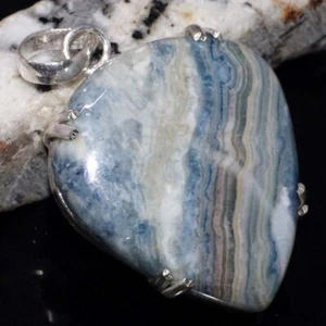 Blue Scheelite 925 Silver Plated Gemstone Pendant 2" New Arrival GW - Imagen 1 de 3