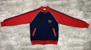 vintage 80s ADIDAS USA team track jacket M Medium Red White Blue 3 stripe RARE - Picture 1 of 14