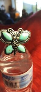 Stunning Butterfly Ring Turquoise Silver Elastic Stàtement Beauty