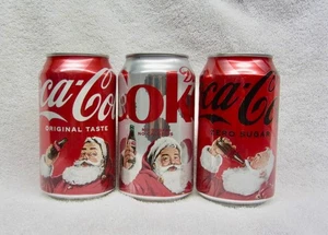 2025 HOLIDAY SANTA CHRISTMAS 3er Set Coke Coca Cola Dosen LEER Dose Zero Diet - Bild 1 von 3
