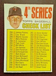 1967 Topps 4th Series Checklist #278 Featuring Jim Kaat VG Condition - Bild 1 von 2
