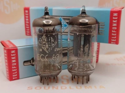 Telefunken ECC83 Ribbed Plates Matched Pair ◇ Bottom - Berlin 1959 - Near NOS - Image 1 of 4