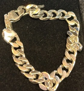 Pulsera de plata 925 estilo bordillo para hombre 8 pulgadas de largo 26,8 g - Imagen 1 de 7