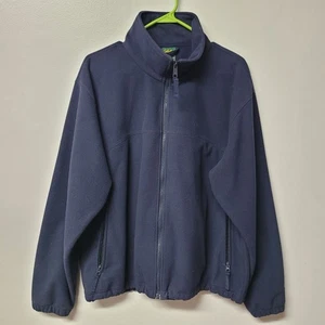 Cables Fleece Full Zip Jacket Dark Blue Pockets Mens Large Reg Fall Warm Basic - Picture 1 of 7