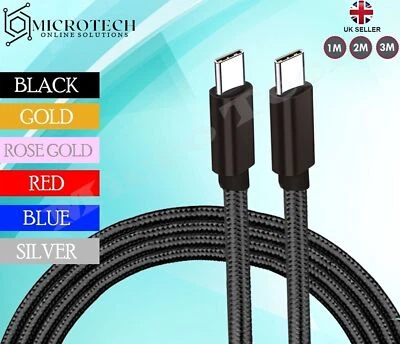USB C To USB C Fast Charger PD  Dual Type C Charging Data Sync USB Cable UK - Image 1 of 4