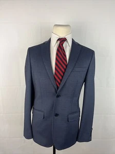 1670 Men's Navy Blue/Dark Gray Solid Polyester Blazer 40R $395 - Picture 1 of 9