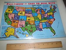 Vintage 1960's Russ Dawson Detroit MI Ford Car Dealer Advertising US Map Puzzle