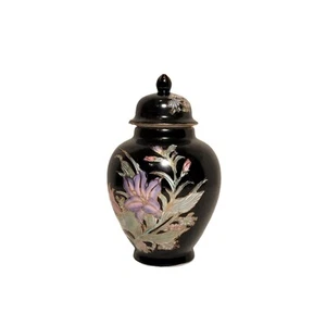 Small Black Ginger Jar Vase with lid Toyo Macau - Picture 1 of 6