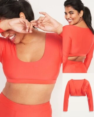 Top de natación Old Navy para mujer manga larga recortado contra erupciones coral talla XS $40 Foto 1 de 4