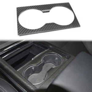 Matte Carbon Fiber Console Water Cup Holder Cover Trim for Tesla Model S X 21-24 - Picture 1 of 3