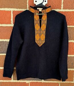 Vintage Americana Knitting Mills Of Miami  Black Scandinavian Wool Sweater Women