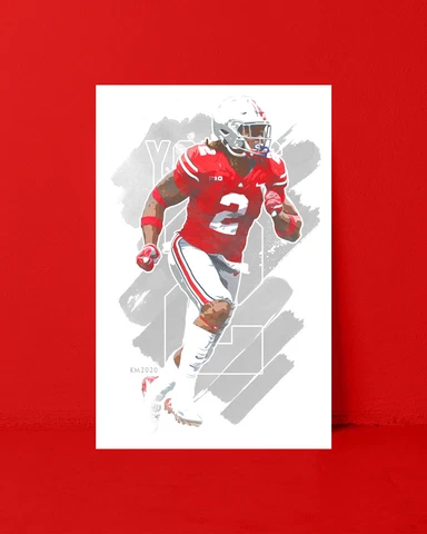 CHASE YOUNG watercolor painting art print/poster OHIO STATE BUCKEYES FREE S&H! Cover