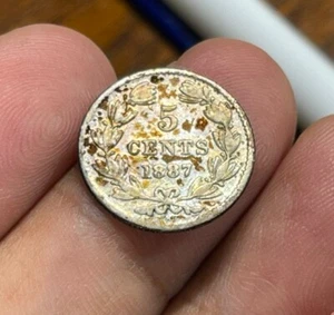 1887 Nicaragua 5 Cents Silver Coin - Picture 1 of 4