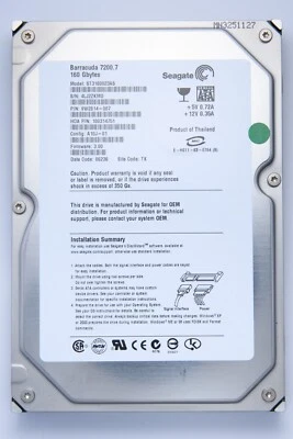 Seagate Barracuda 160GB SATA Desktop Hard Drive Model ST3160023AS P/N 9W2814-007 - Image 1 of 2