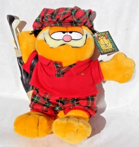 10" DELUXE Golfer Garfield Plush Stuffed Toy With Tags By Paws 1978 Golf - Picture 1 of 5