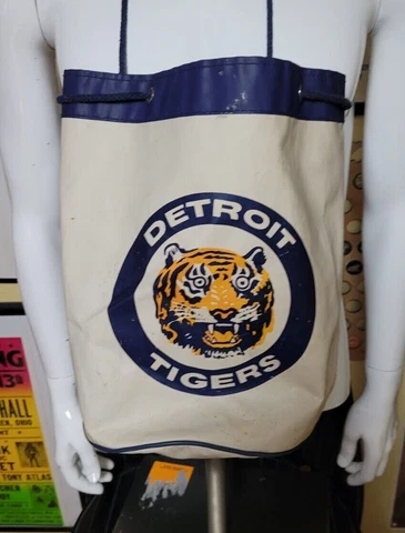 VTG 80s Detroit Tigers Logo Vinyl Tote Bag  8" X 11” WDIV First 4 Sports SGA Cover