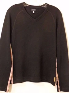 ARMANI JEANS Women V NECK SWEATER Wool Blend Sz Small Black - Picture 1 of 8