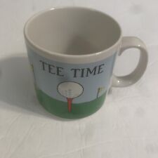 Vintage Russ Berrie & Co Tee Time Ceramic Golf Theme Coffee Mug Cup