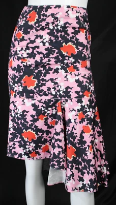 MARNI Pink & Blue Floral Cotton Twill Asymmetrical Ruffle Skirt 38 - Image 1 of 4