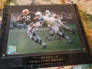BOB LILLY COWBOYS FOOTBALL HOF HAND SIGNED AUTOGRAPHED PHOTO (JIM BROWN) W/COA - Picture 1 of 2
