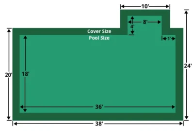 Cubierta de piscina de malla verde 18x36 + 4x8 Loop-Loc con escalón derecho desplazado de 1' - LLM1104 Foto 1 de 4